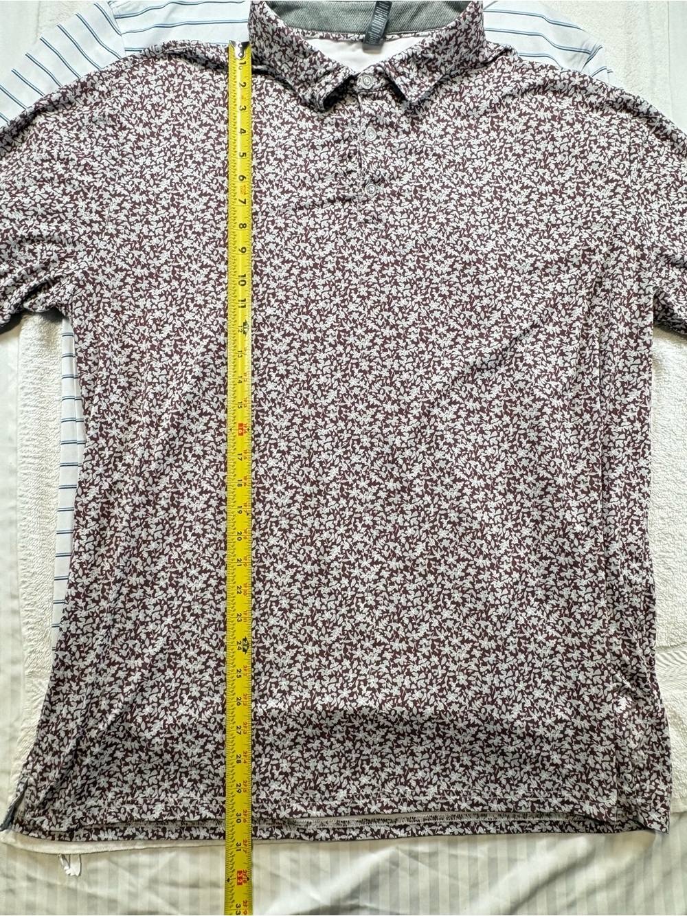 AndersonOrd XXL performance golf polo Maroon white floral AOP  sleeve logo